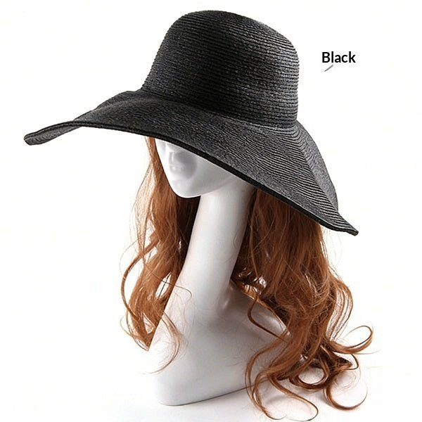 Large - brimmed Round - top Straw Hat For Summer Solid Color DIY - friendly - LADYLINE X