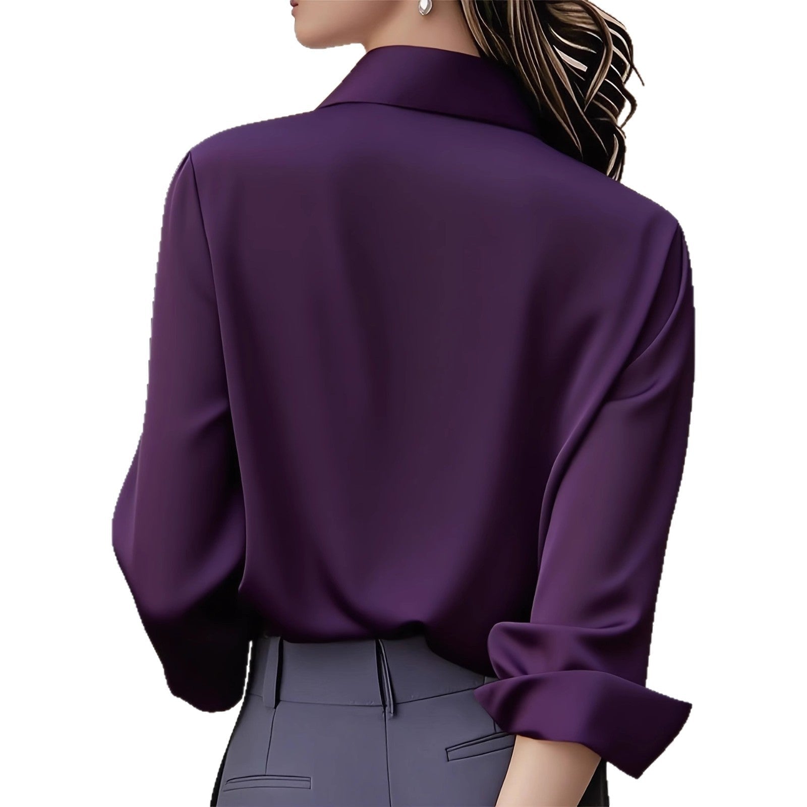Long - sleeve Professional Formal Work Uniform Snap - button Shirt - LADYLINE X