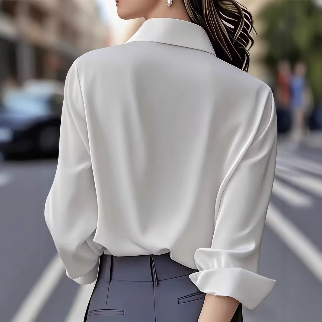 Long - sleeve Professional Formal Work Uniform Snap - button Shirt - LADYLINE X