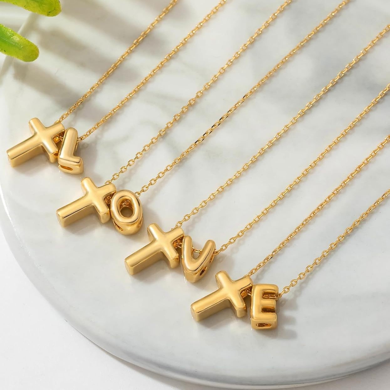 New Cross Bubble 26 Letter Versatile Gold Necklace - LADYLINE X