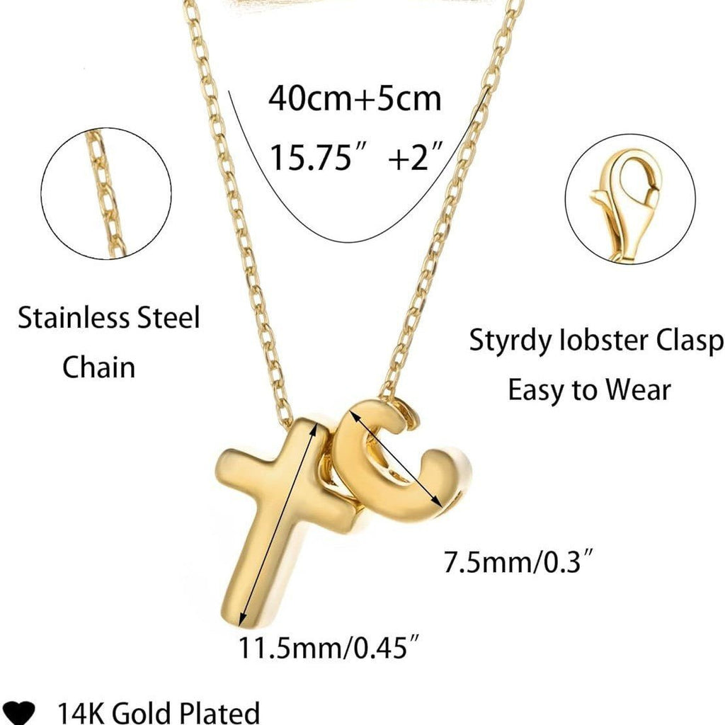 New Cross Bubble 26 Letter Versatile Gold Necklace - LADYLINE X