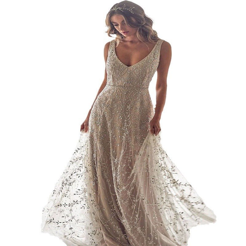 New Dress Bronzing V - neck Long - LADYLINE X