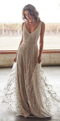 New Dress Bronzing V - neck Long - LADYLINE X