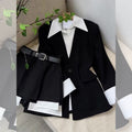 New Fake Two Pieces Suit Jacket Tops Pantskirt Two - piece Set - LADYLINE X