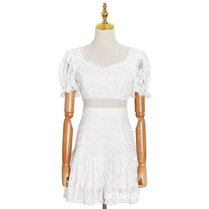 New Niche Design Skirt Set Summer Light Mature Lace Bra Vest Top ALine Buttock Skirt - LADYLINE X