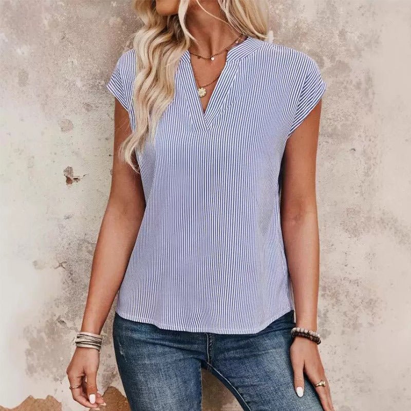 New Womens Sleeveless Striped Blouse - LADYLINE X