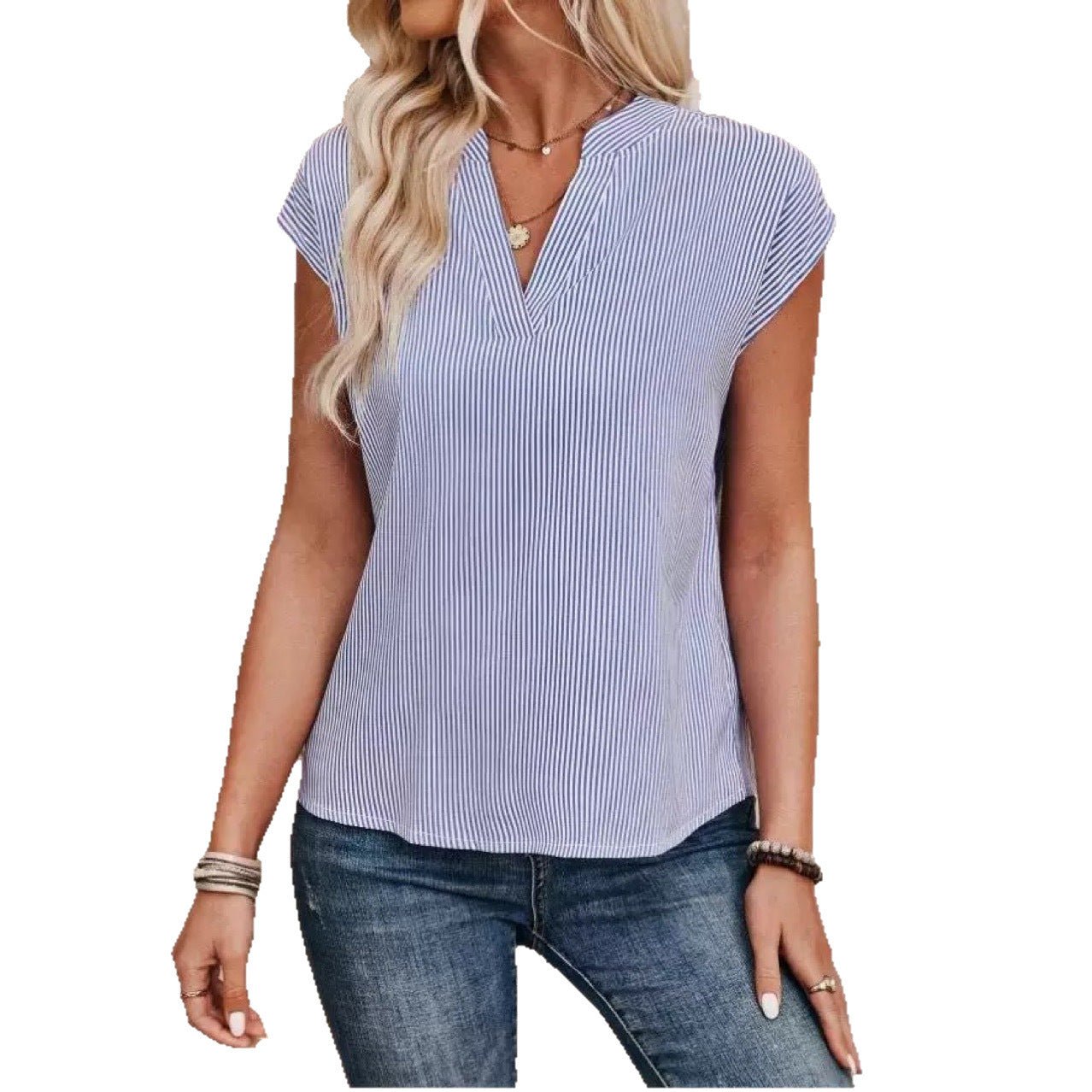New Womens Sleeveless Striped Blouse - LADYLINE X