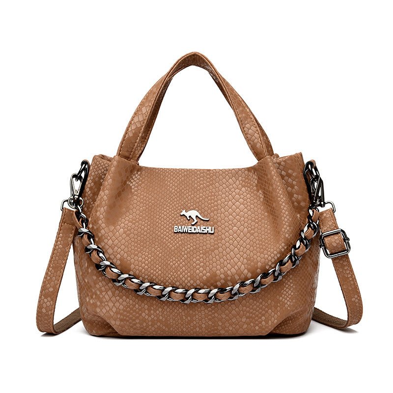 Niche Chain Versatile Genuine Leather Pleated Shoulder Bag - LADYLINE X
