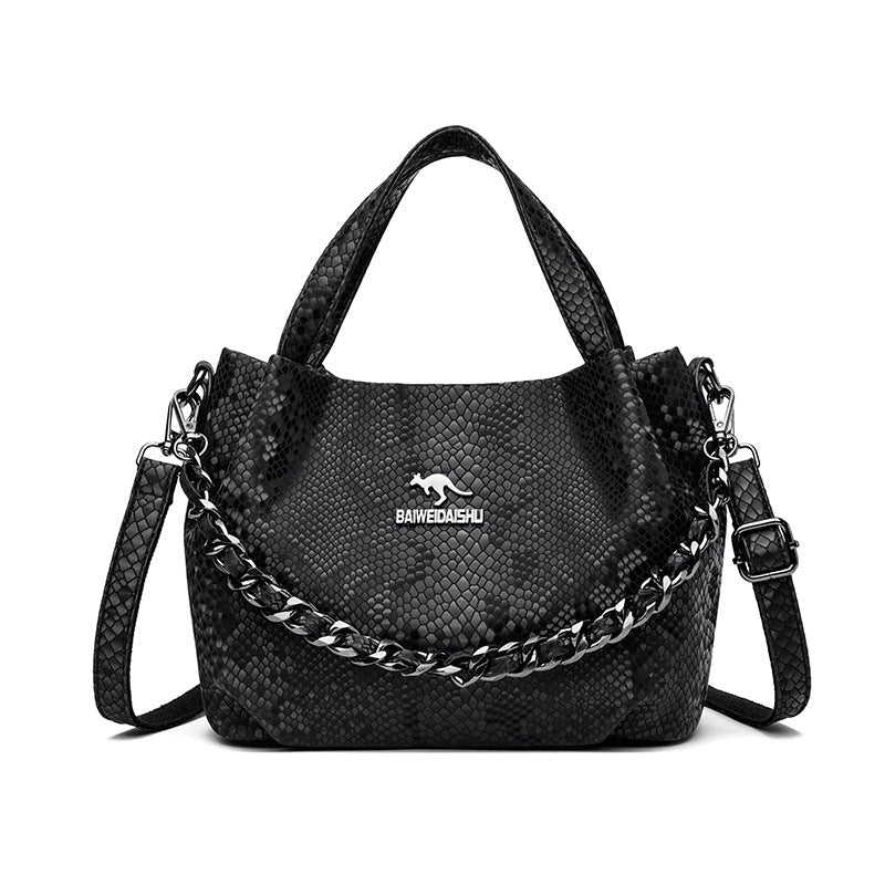 Niche Chain Versatile Genuine Leather Pleated Shoulder Bag - LADYLINE X