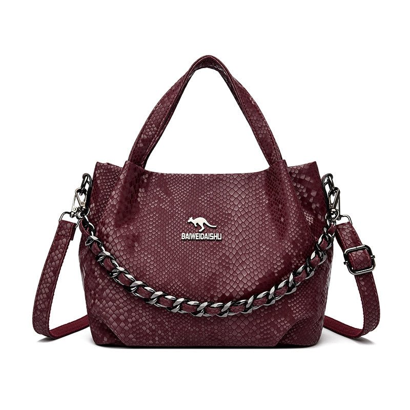 Niche Chain Versatile Genuine Leather Pleated Shoulder Bag - LADYLINE X