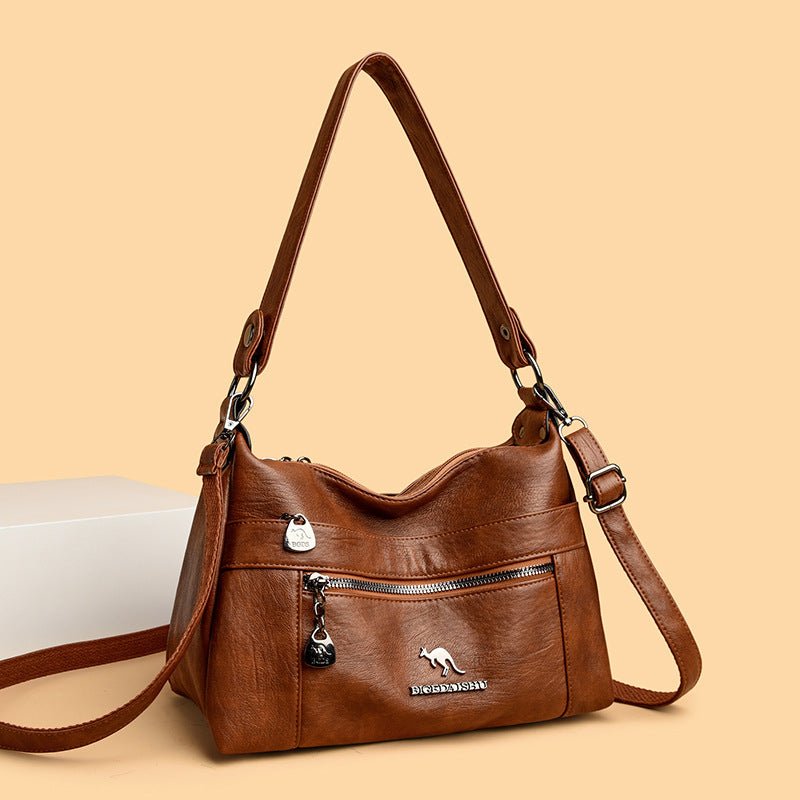 Niche Genuine Leather Double - sided Kangaroo Shoulder Crossbody Bag - LADYLINE X