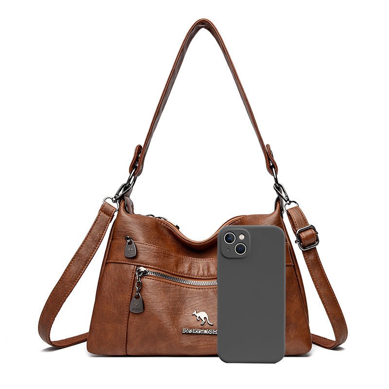 Niche Genuine Leather Double - sided Kangaroo Shoulder Crossbody Bag - LADYLINE X