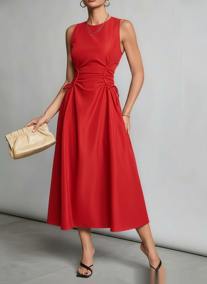 Niche Pleated Waist - cinching Figure - flattering A - line Maxi Dress - LADYLINE X