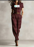 Notched Lapel Wide - leg Jumpsuit - LADYLINE X