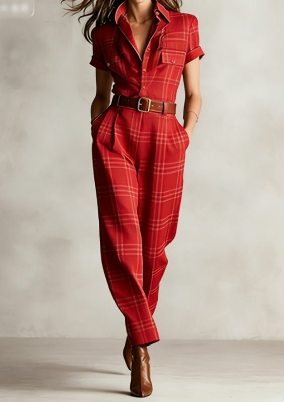 Notched Lapel Wide - leg Jumpsuit - LADYLINE X