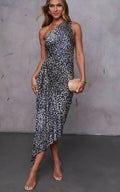 Off - Shoulder Printed Sexy Ruched Womens Dress - LADYLINE X