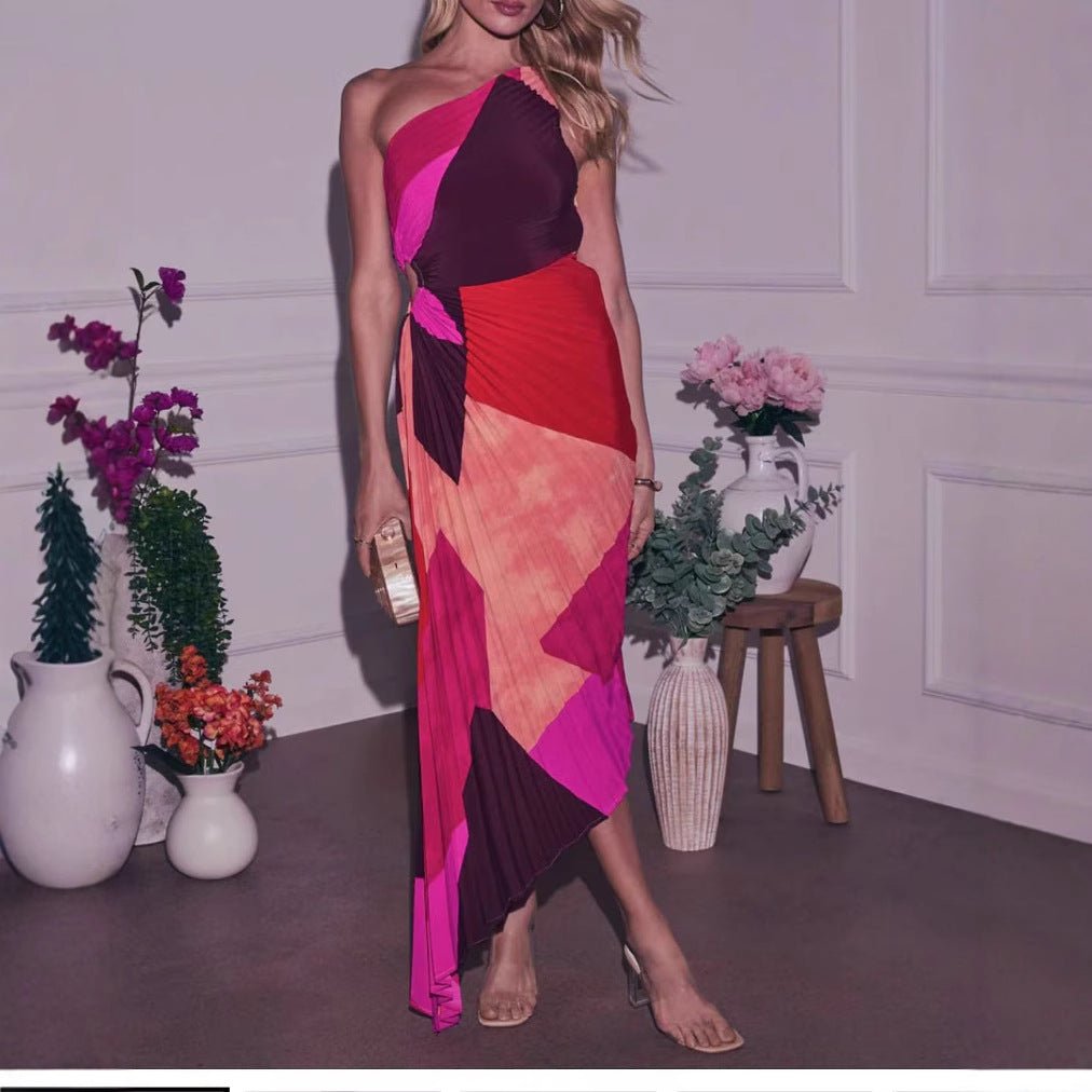 Off - Shoulder Printed Sexy Ruched Womens Dress - LADYLINE X