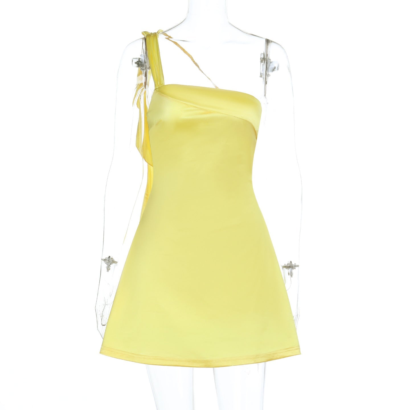 Off - the - shoulder Backless Satin Slip Dress - LADYLINE X