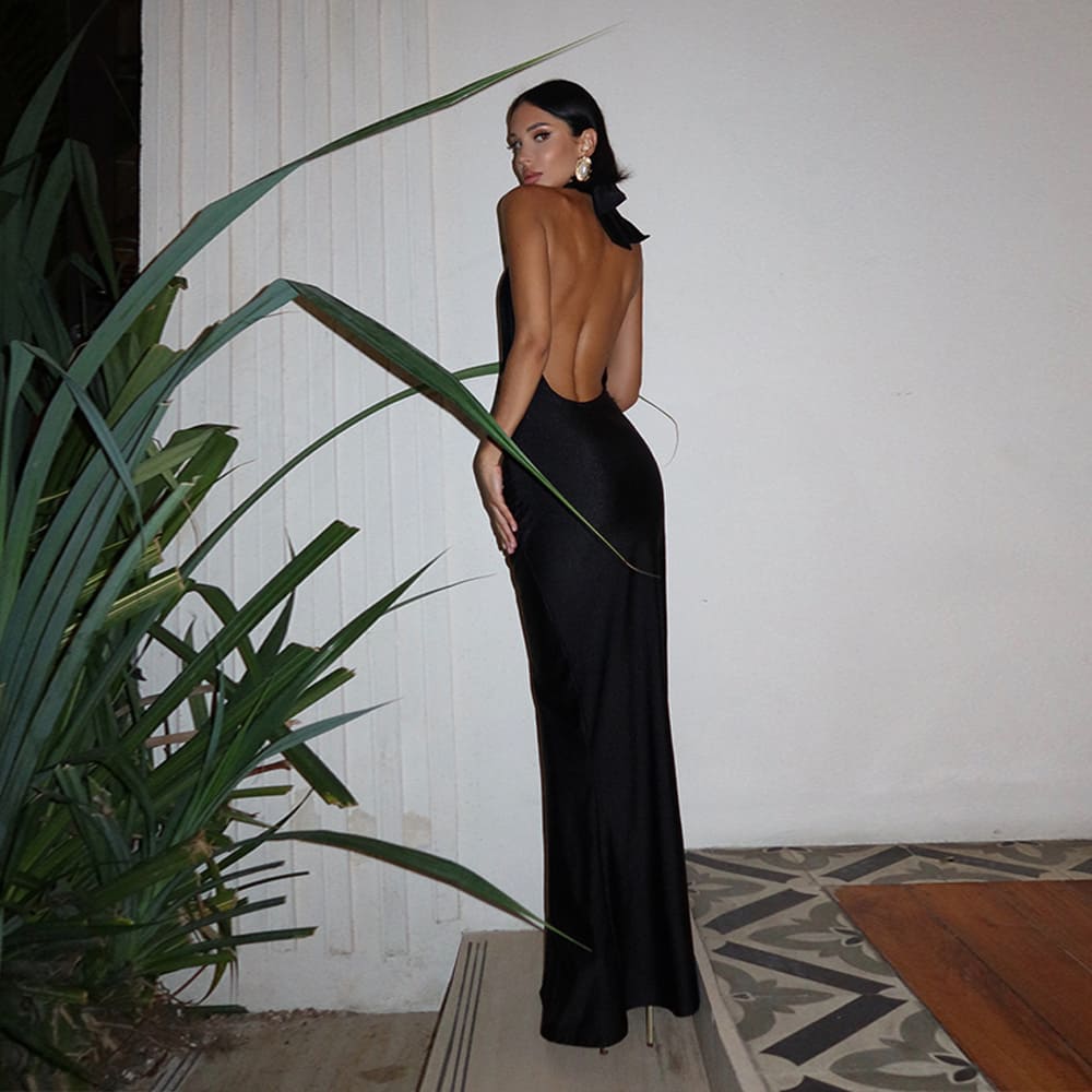 Only Invites Halter Backless Maxi Dress - LADYLINE X