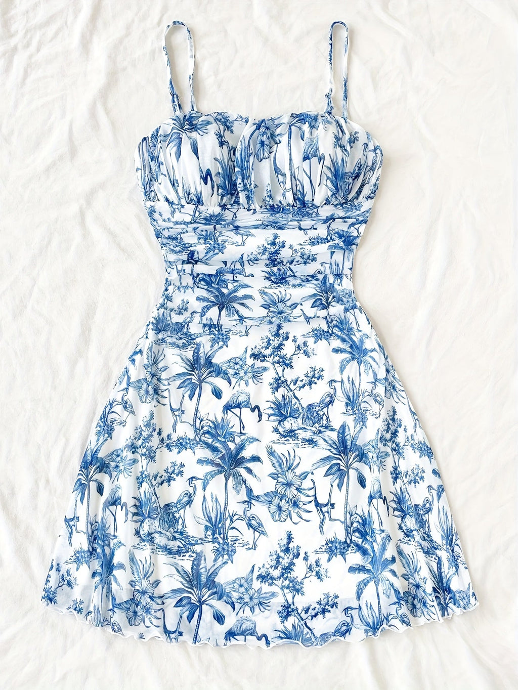 Plant And Floral Printed Vacation Halter Dress For Women - LADYLINE X