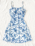 Plant And Floral Printed Vacation Halter Dress For Women - LADYLINE X