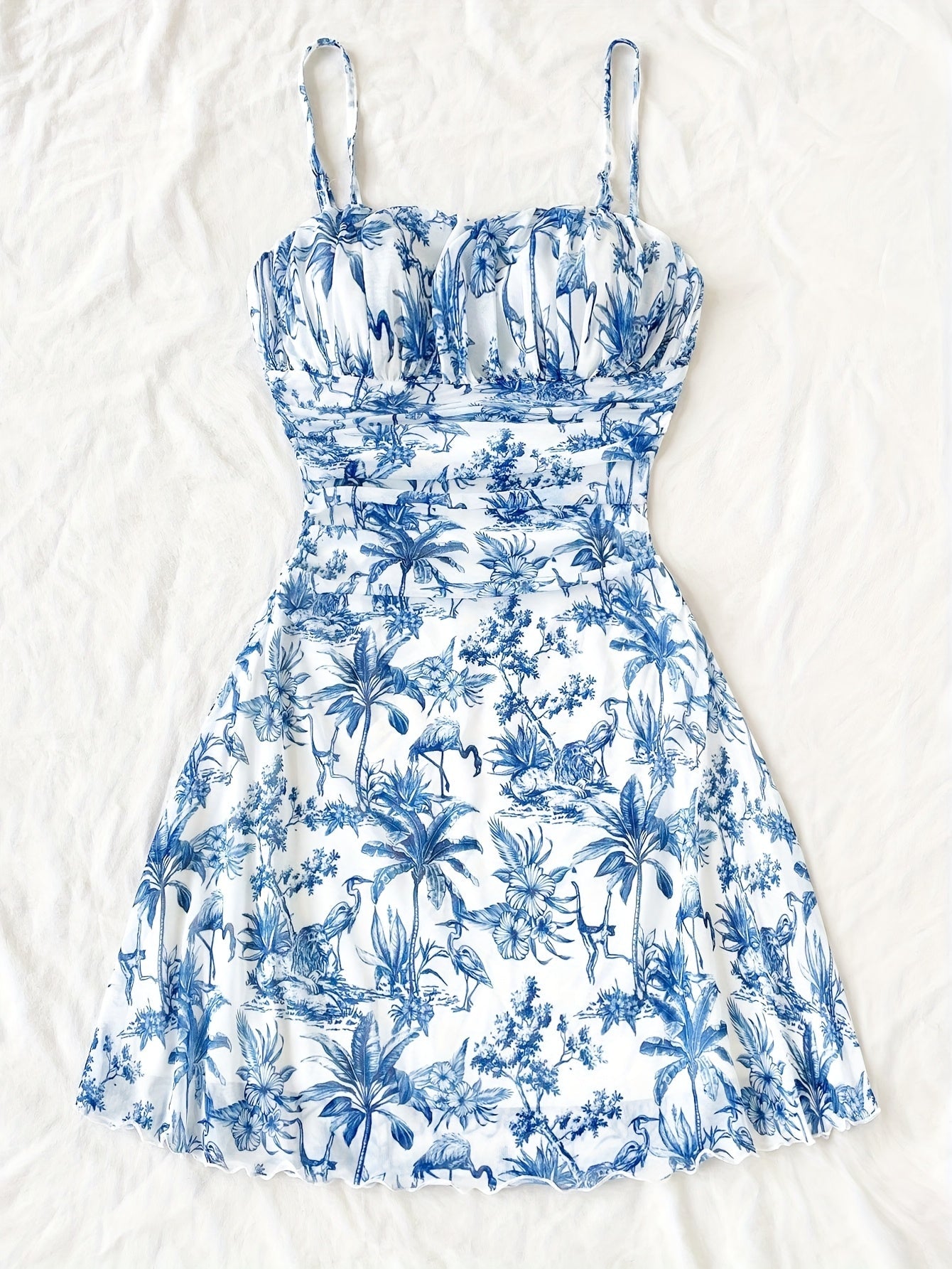 Plant And Floral Printed Vacation Halter Dress For Women - LADYLINE X