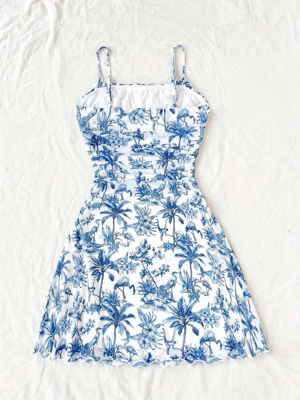 Plant And Floral Printed Vacation Halter Dress For Women - LADYLINE X