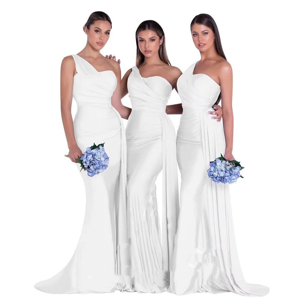 Plus Size Fat MM Mermaid One Shoulder Elegant Wedding Dress - LADYLINE X