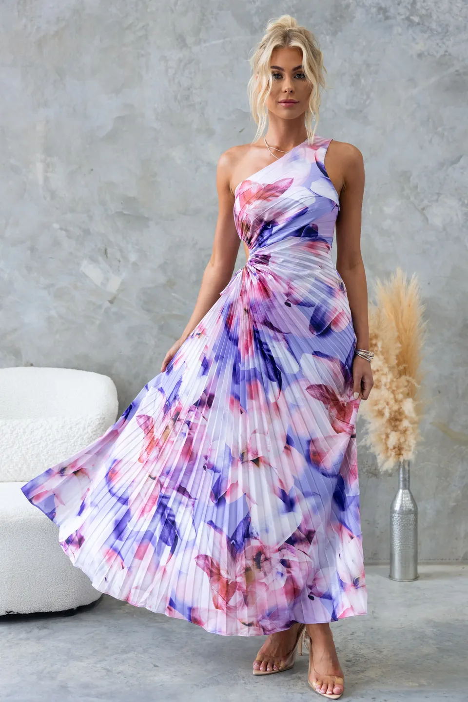 Printed Fashionable Sexy Off - Shoulder Ruched Hollow - Out Dress - LADYLINE X