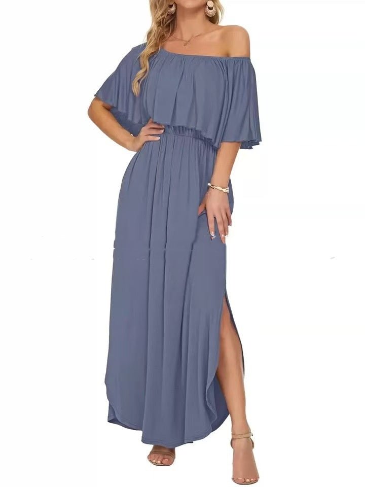 Printed Off - shoulder Short - sleeve Maxi Dress - LADYLINE X