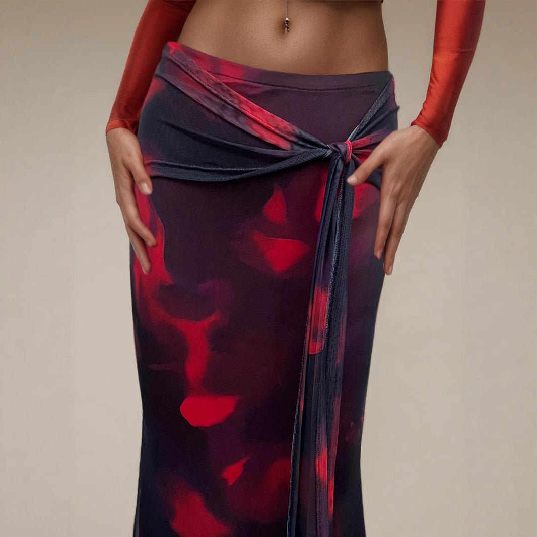 Retro Printed Slim - fit Long Skirt - LADYLINE X