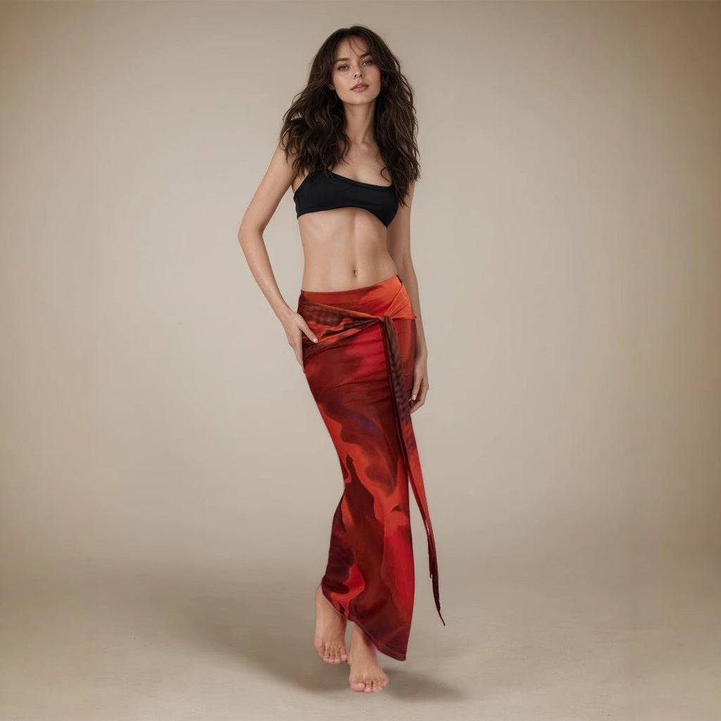 Retro Printed Slim - fit Long Skirt - LADYLINE X