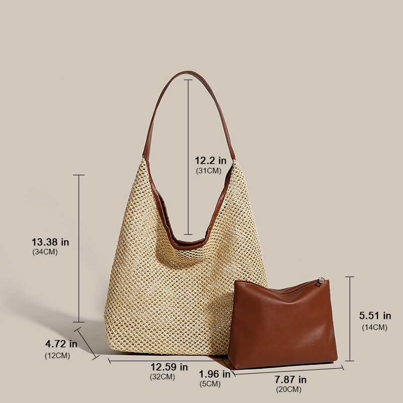 Retro Straw Woven Tote Beach Bag - LADYLINE X