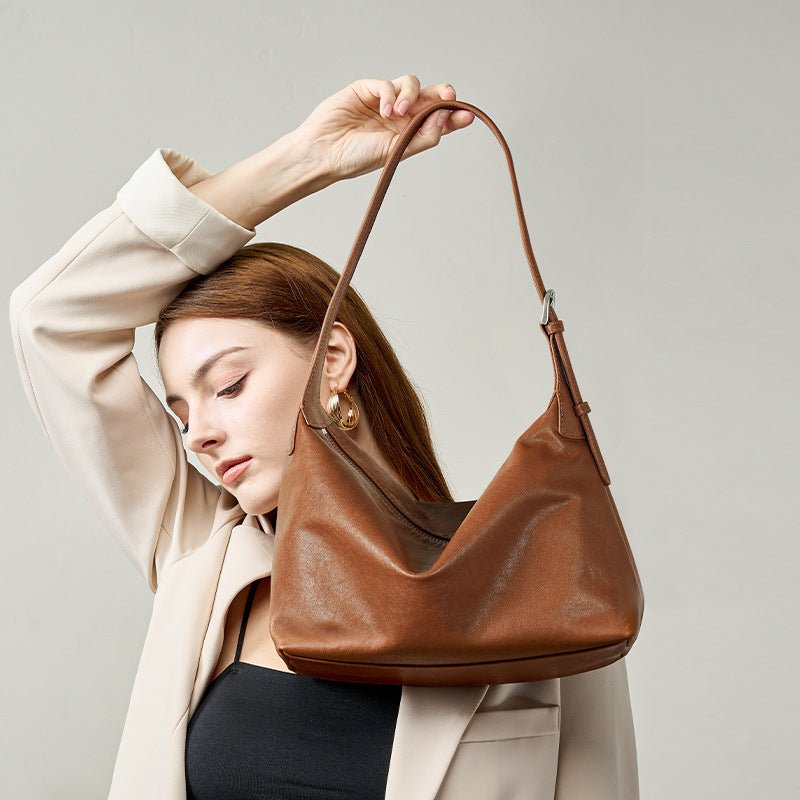 Retro Tanned Leather Casual Shoulder Underarm Bag - LADYLINE X