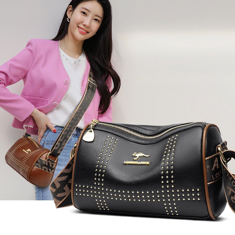 Rivet Crossbody Soft Leather Shoulder Bag - LADYLINE X