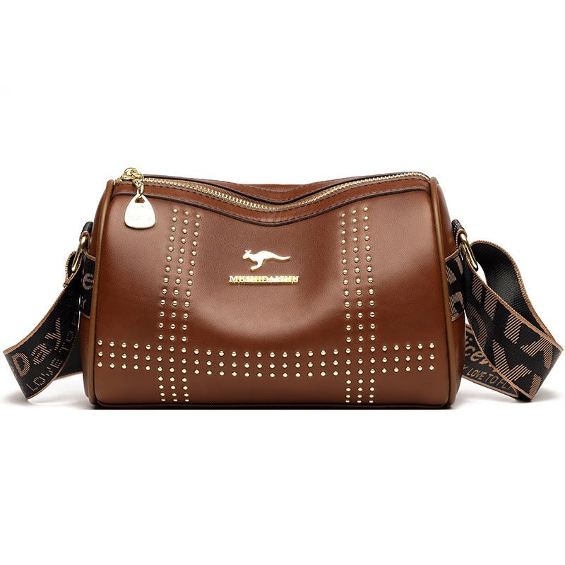 Rivet Crossbody Soft Leather Shoulder Bag - LADYLINE X