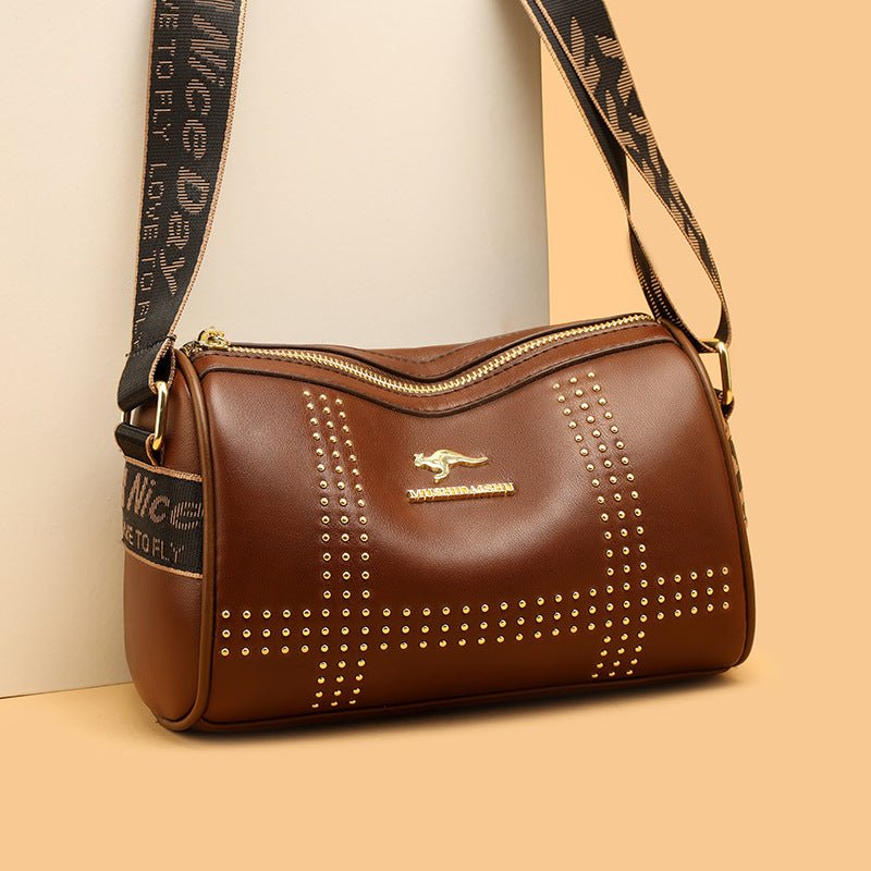 Rivet Crossbody Soft Leather Shoulder Bag - LADYLINE X