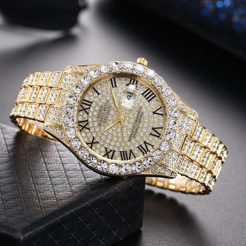 Roman Numeral Dial Steel Band Quartz Watch - LADYLINE X