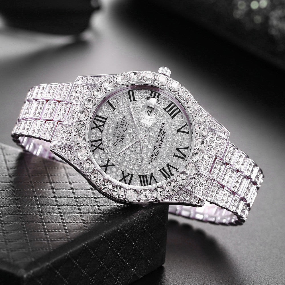 Roman Numeral Dial Steel Band Quartz Watch - LADYLINE X