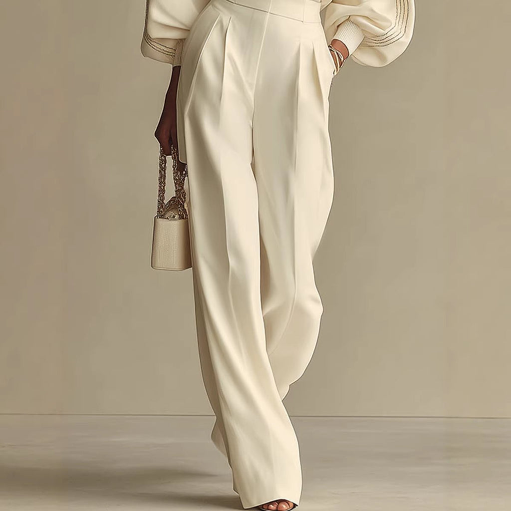 Round Neck Long Sleeved Sweatshirt And Pants Set - LADYLINE X
