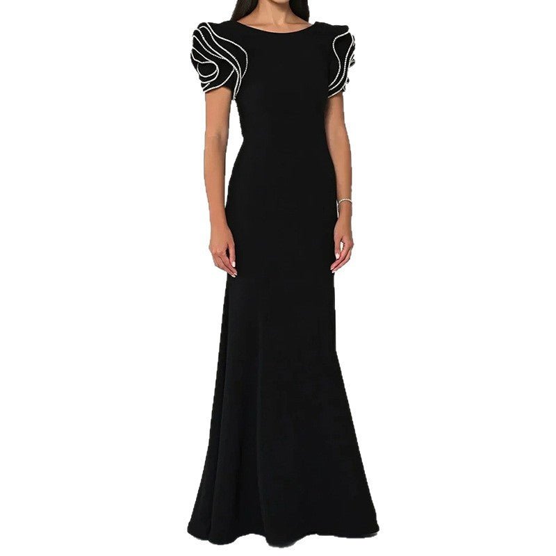 Round Neck Petal Sleeve Fishtail Skirt Dress - LADYLINE X
