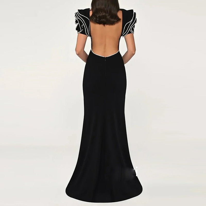 Round Neck Petal Sleeve Fishtail Skirt Dress - LADYLINE X