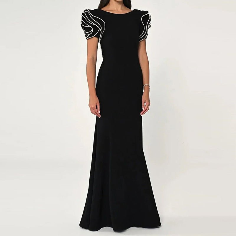 Round Neck Petal Sleeve Fishtail Skirt Dress - LADYLINE X