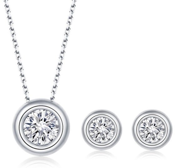 Round Pie Shape S925 Sterling Silver Inlaid Moissanite Jewelry Set - LADYLINE X