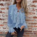 Ruffled Flared - sleeve Chiffon Blouse Top - LADYLINE X