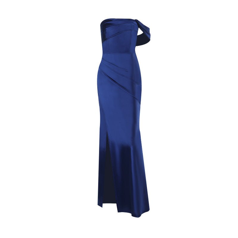 Satin Bridesmaid Dresses For Women Long With Slit Off Shoulder Mermaid Prom Dresses Corset Formal Gown - LADYLINE X