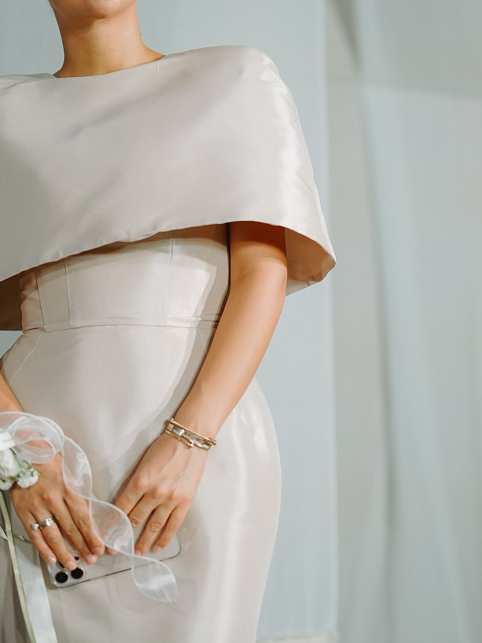 Satin Cape - style Top &Fitted Maxi Dress Set - LADYLINE X