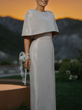 Satin Cape - style Top &Fitted Maxi Dress Set - LADYLINE X