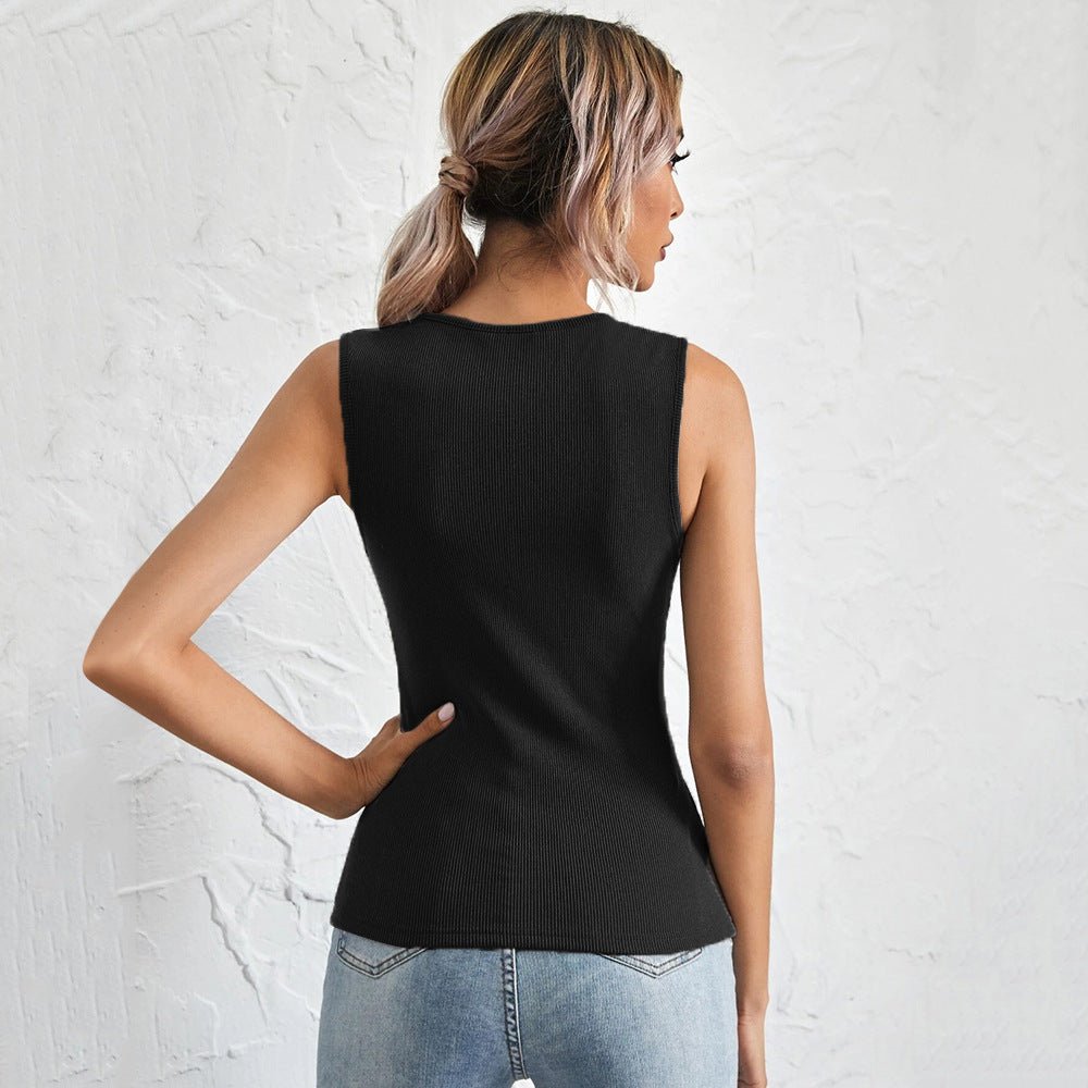 Sexy U - neck Slim - fit Solid - color Versatile Tank Top - LADYLINE X