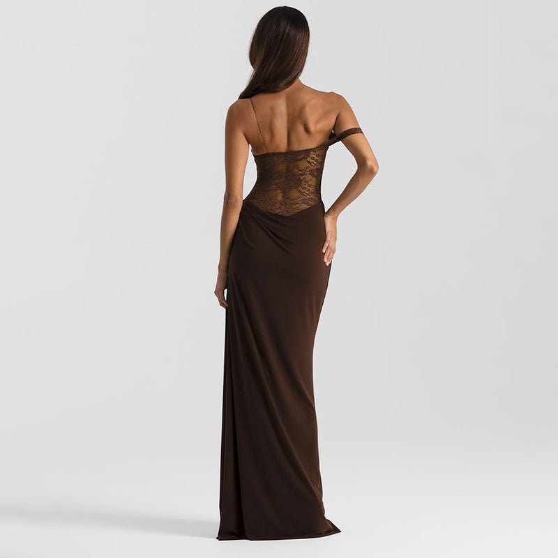Sheer Lace Elegant Maxi Dress Women Sleeveless Backless Chic Evening Dress Off Shoulder Fashion Midi Dresses Slim Summer Dresses - LADYLINE X